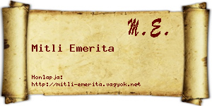 Mitli Emerita névjegykártya